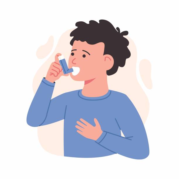 Kind benutzt Inhalator